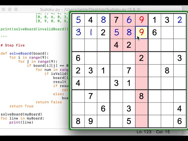 Using Backtracking to solve Sudoku - Python Solution