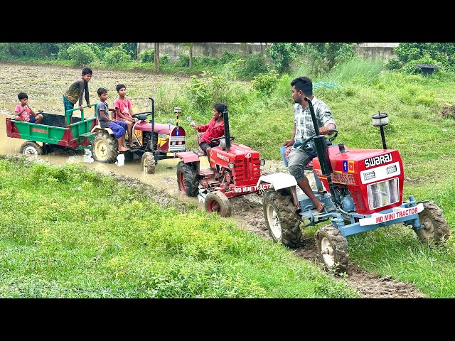 The Eicher Tractor was Trapped with Trolley and Pulled  Mahindra, New Swaraj Tractor | Mini Tractor 