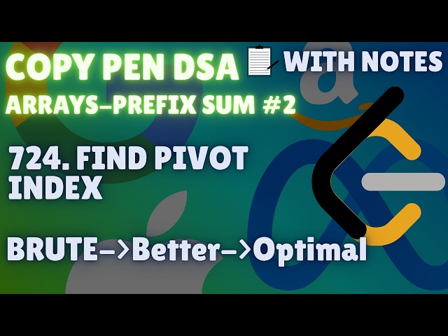 LeetCode 724: Find Pivot Index Solution | Brute - Better - Optimal Approach | Prefix Sum