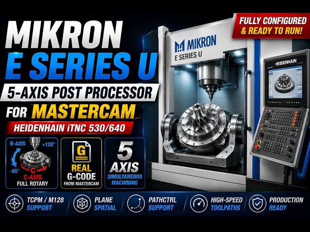 MIKRON E Series U 5-Axis CNC Post Processor for Mastercam | HEIDENHAIN iTNC 530/640 | Real G-Code