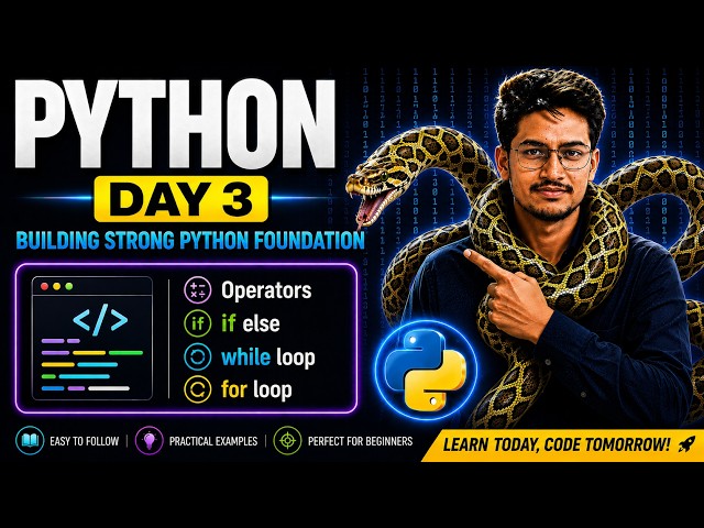 Python Day 3 | operators, if else, loops | Python Tutorial #Python  #coding