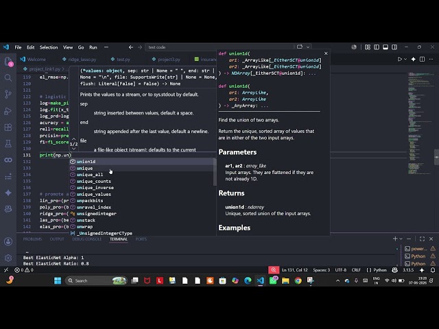 first  ml project based on regressiob family