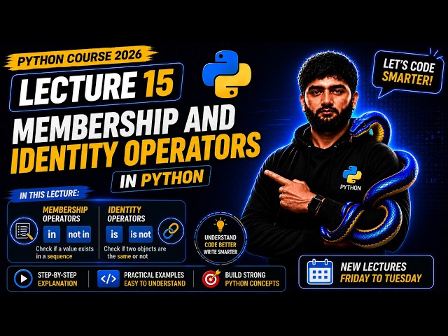 Python Course 2026 | Lecture 15 | Membership & Identity Operators in Python | Basic to Advanced