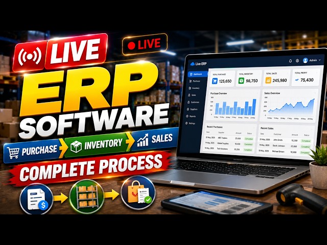 Live ERP Software Tutorial | Purchase, Inventory, Sales & Invoice Complete Process