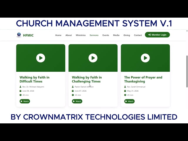 NEW!!! Comprehensive Church Management System - Crownmatrix Technologies Limited