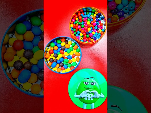 Minutes Satisfying with Rainbow M&M'S Candy Unpacking From Glossy Containers ASMR Beads Surprise