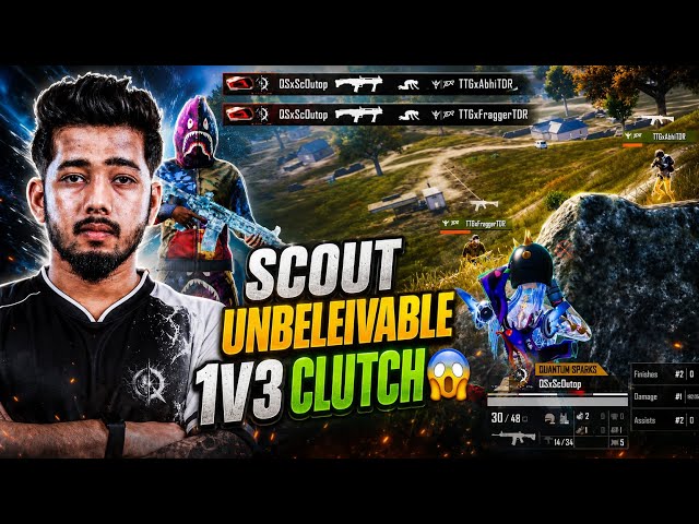 SCOUT OP UNBELIEVABLE 1V3 CLUTCH 😱 | INSANE BGMI GAMEPLAY 🔥#scout #scoutop