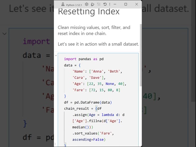 05 Chaining Data Cleaning and Index Reset in Pandas