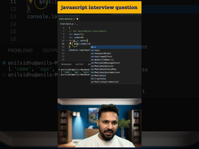 #4 JavaScript Logical Interview Question | Convert Object Keys to Array | 3 Ways | JS Shorts
