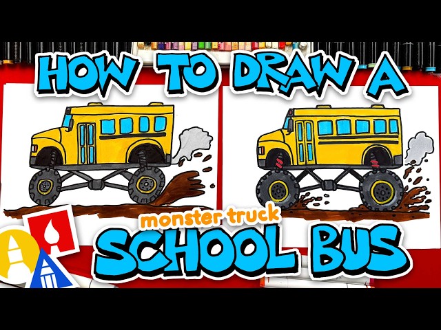 How To Draw A Monster Truck School Bus