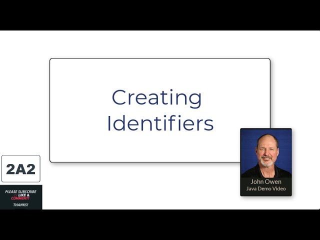 Welcome to Java - 2A2 Creating Identifiers