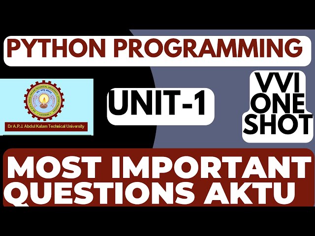 Python Programming Aktu Unit -1 Most Important Questions | Aktu Python Programming Questions 2025