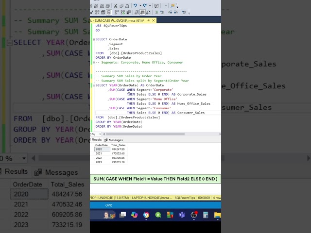 SQL SUM Aggregation with CASE Statement Multiple Columns #sql #sqltips #aggregation #case