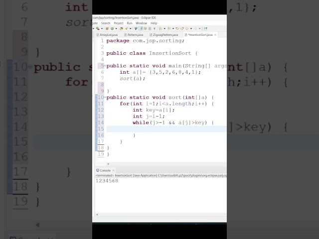 Write a Insertion Sort in given Array ||Sorting||  #java  #code #computerscience #pattern #viral