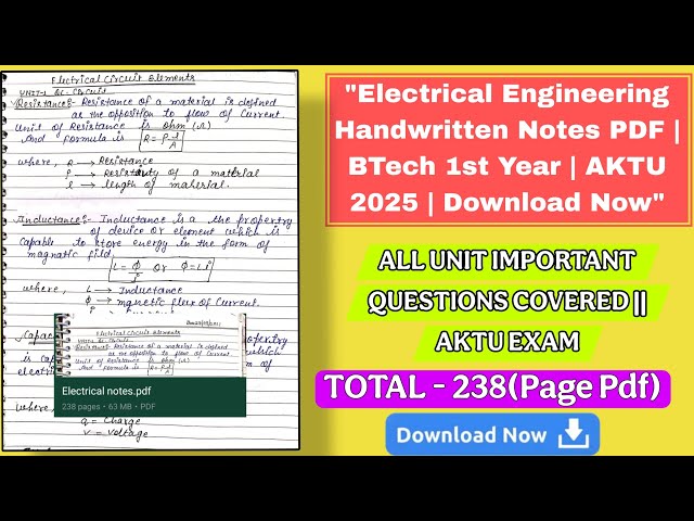 Electrical Engineering All Units Handwritten Notes | BTech 1st Year | AKTU 2025"