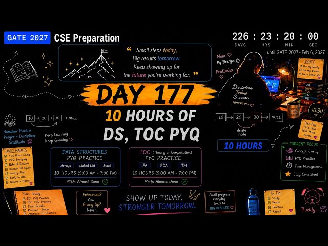 Day 155  | 10 Hours of GATE CS Preparation 🔥 | Data Structures + TOC PYQs | GATE 2027 📚📖📚