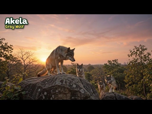Real Akela! Wolf Pack Leader on the Rock at Sunset | The Jungle Book Animals for Kids