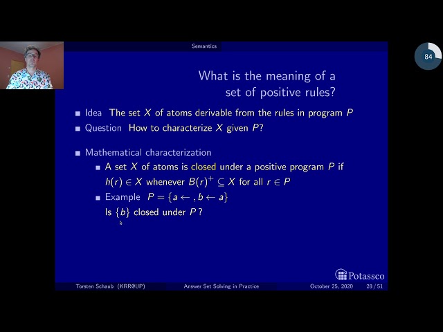Answer set solving in practice, introduction, semantics, part II (HD)