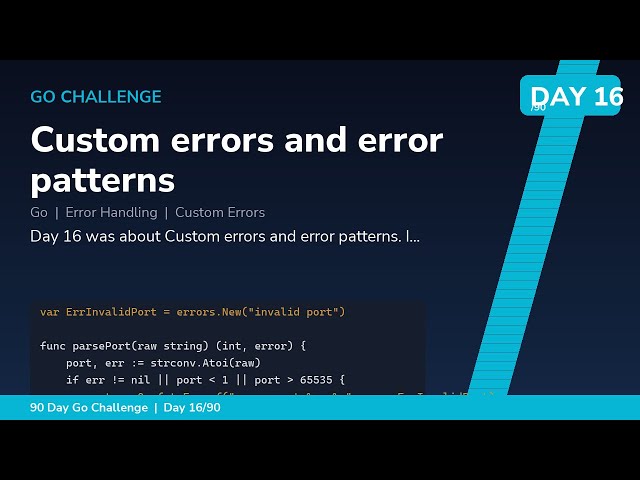 Custom errors and error patterns - Day 16/90 Go Challenge