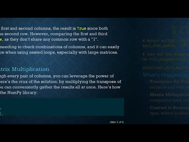 Efficiently Multiply Columns in a Matrix with Python Using Matrix Multiplication