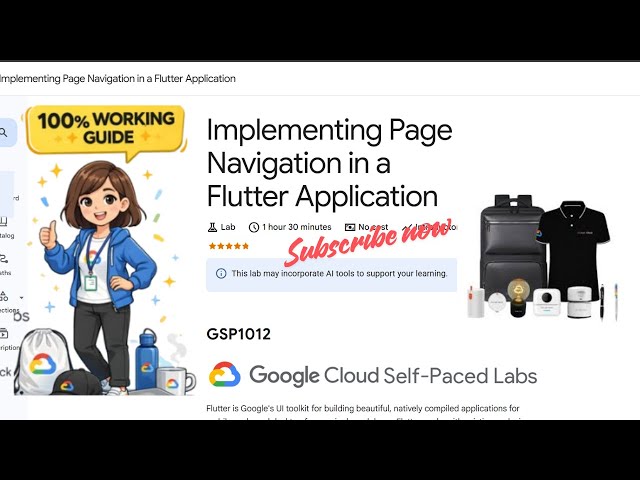 Implementing Page Navigation in a Flutter Application | Jan 2026 | #GSP1012  #qwiklabsarcade2026