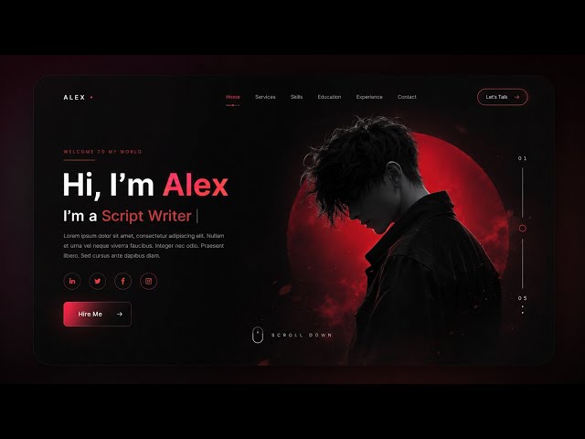 Modern Red & Black Personal Portfolio Website | Creative Developer Portfolio