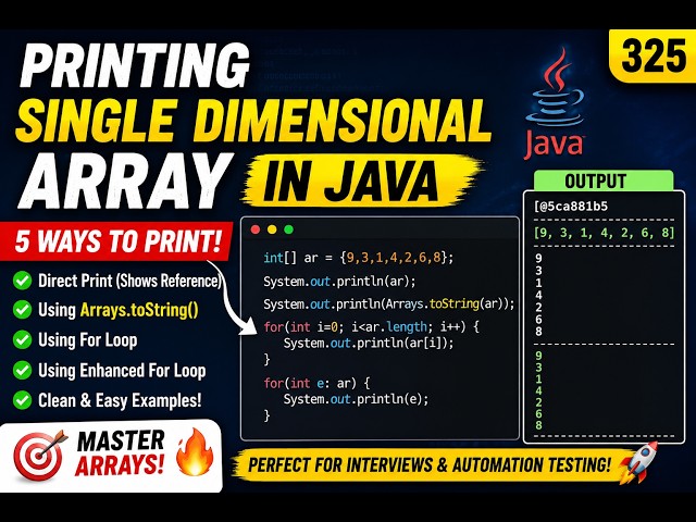 325. Printing the Single Dimensional Array in Java (Selenium Java 2026)