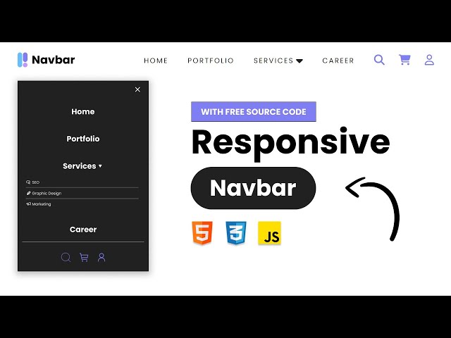 Responsive Dropdown Menu Navbar Using HTML CSS & JavaScript