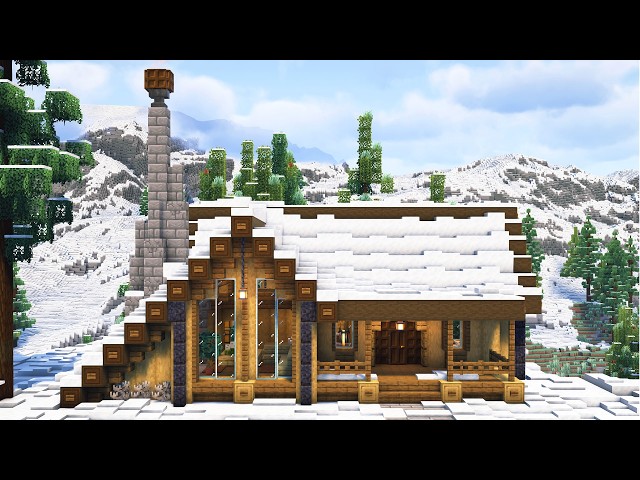 Minecraft: How to Build a Winter Cabin | Survival Log House Tutorial