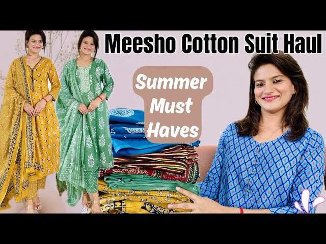 Meesho Kurta set Haul l Anarkali kurti, Cotton Kurti Pant Dupatta l Latest Meesho suits for summer
