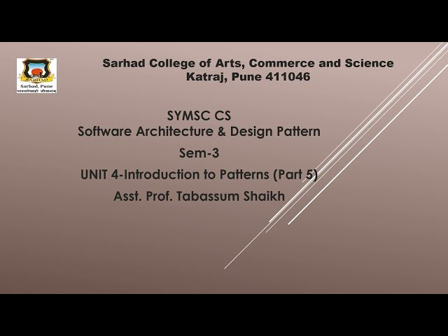 SYMSC CS - Software architecture & Design Pattern - Introduction to design pattern (Part 5)