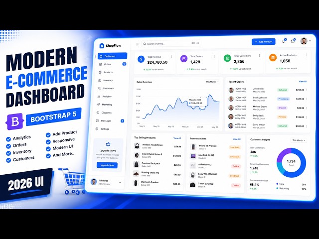 Modern E-Commerce Admin Dashboard UI | Bootstrap 5 + Responsive Design 2026