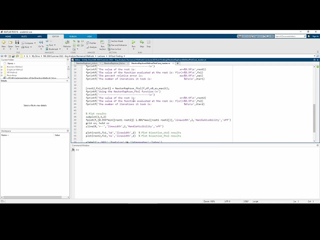 MATLAB Implementation of the Newton-Raphson Method