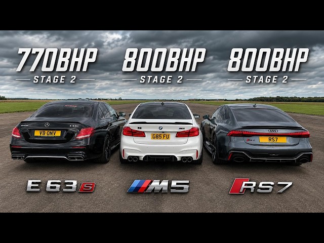 800HP RS7 vs 800HP M5 vs AMG E63S — Ultimate German Drag Race! 🔥