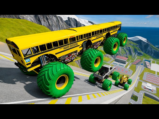 BNG Drive - Epic High Speed Monster Truck Jumps Crashes #106 - BeamNG Drive