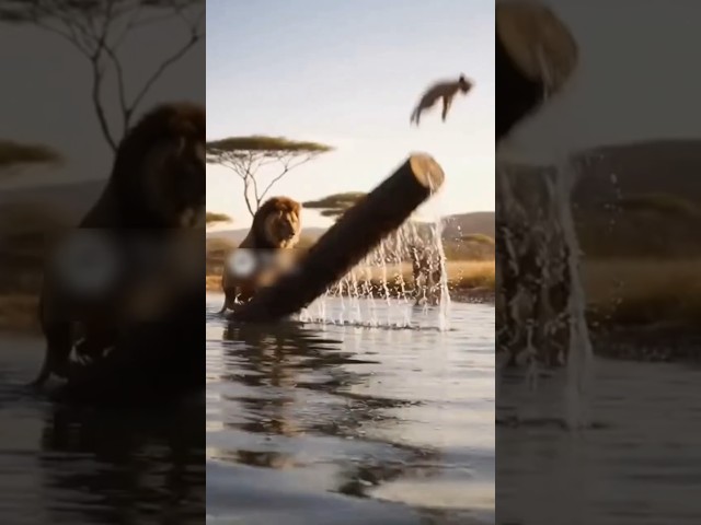 🦁 "Dad Just Wanted to Ride the Log with His Baby… But..."💦🦁 "아빠도 아기랑 통나무 타기 하고 싶었나봐… 그런데..."💦