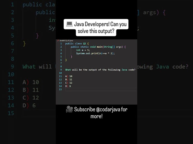✅ Answer in the comments if you got it right!#Java #JavaProgramming #JavaMCQ #LearnJava #CodarJava