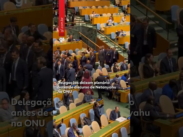 Delegações deixam plenário antes de discurso de Netanyahu na ONU #g1 #g1mundo #shorts