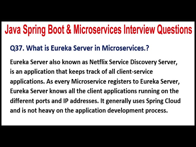 Java Spring Boot & Microservices Interview Questions |Q37. What is Eureka Server in Microservices.?