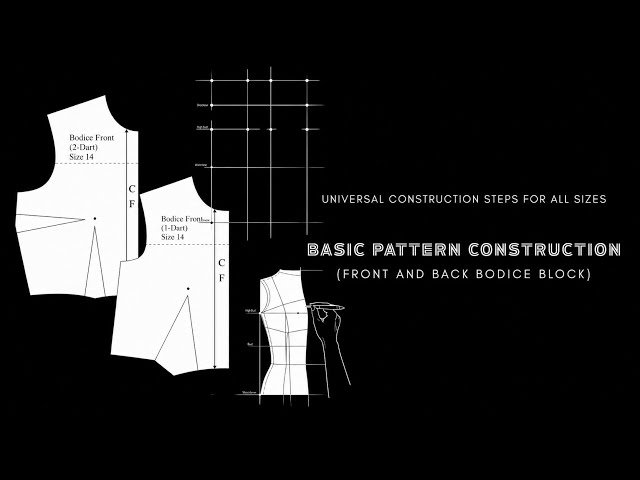 HOW TO DRAFT BASIC BODICE BLOCK PATTERN WITH DART | FRONT & BACK | FLAT PATTERN MAKING FOR BEGINNERS