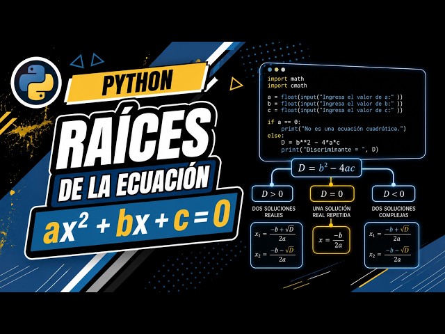 Código: raíces de una ecuación cuadrática | Python