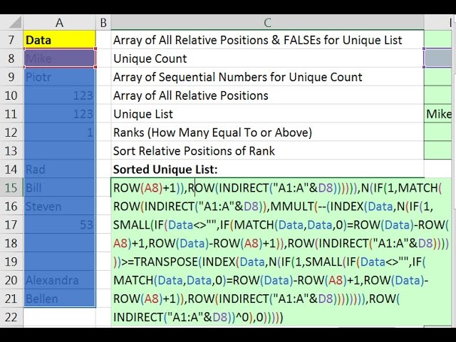 Excel Magic Trick 1313: Array Formula to Create Sorted Unique List in Cell. HUGE Formula. TEXTJOIN.