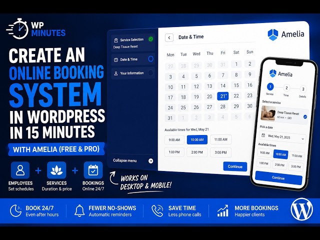 WordPress Appointment Booking From Scratch — Amelia Tutorial (Massage Studio Demo)