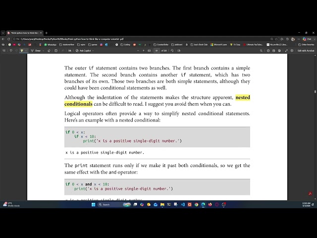 Think Python - Chapter 5 | Conditionals & Recursion | Book reading #2 | study with m