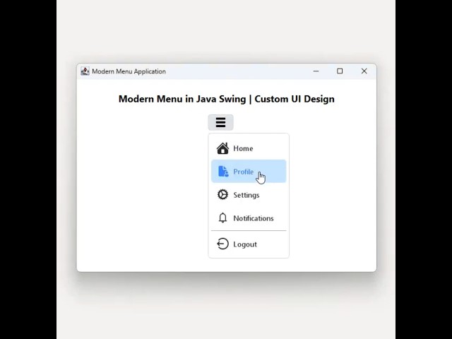 Modern Action Menu in Java Swing | Stylish Popup Menu with Icons & Hover Effects