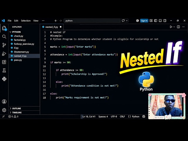 How to Use Nested IF in Python with a Scholarship Example 🎓 | Step-by-Step