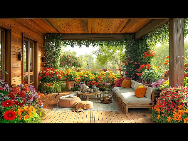 A Peaceful Garden Terrace with Fresh Coffee ☕ Light Jazz Piano for Work, Reading, and Relaxation