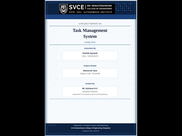 Task Management System using Java