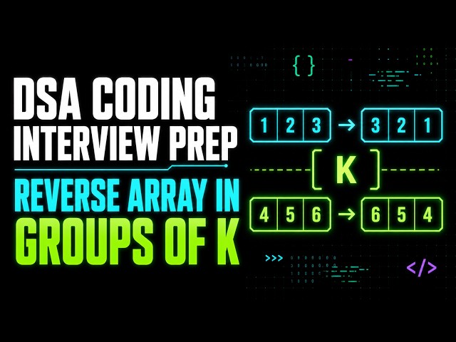 Reverse Array in Groups of K DSA ,GeeksforGeeks Interview Prep Arrays Coding Product based company