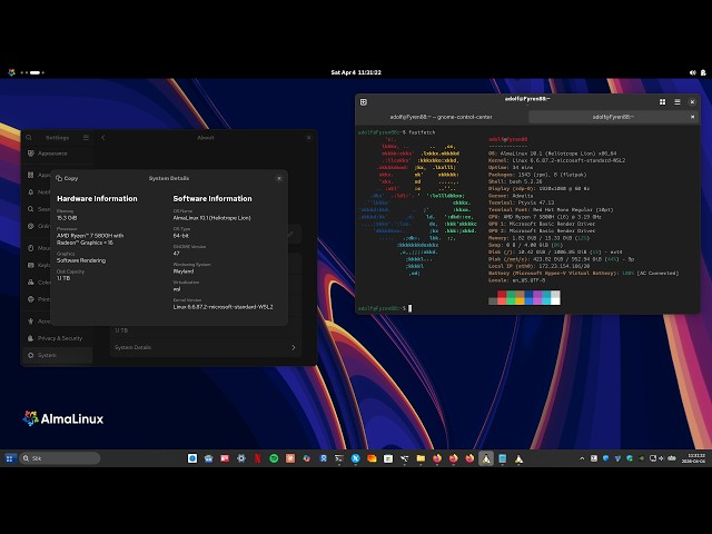 AlmaLinux 10 KITTY - Install Gnome desktop via Windows 11 - WSL - Linux - GitHub - YoutubE - 2026